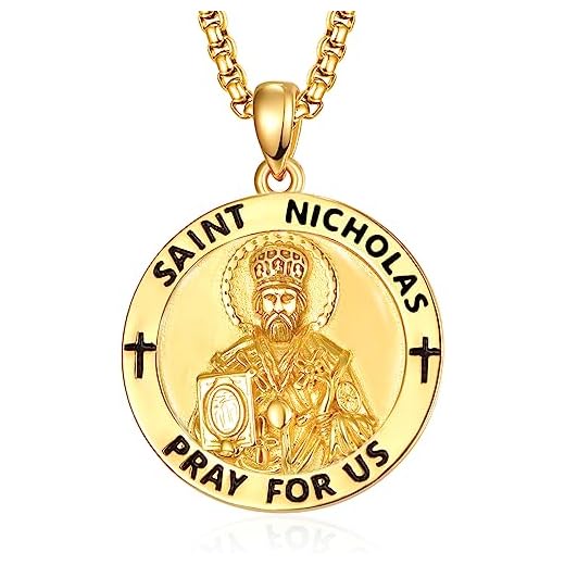 Gold Saint Nicholas Necklace for Men
