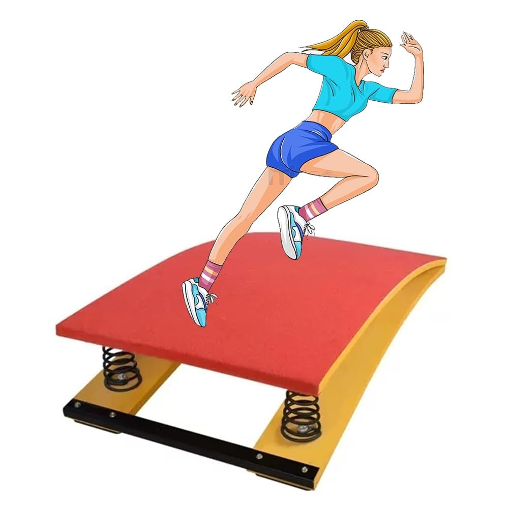 GRRICEPL Children's Gymnastics Vault Springboard, 2/4Thickened Manganese Steel Spring, Spring Pedal Gymnastics Somersault Booster, Elastic Ramp, Load 65kg / 140lbs (Color : Rosso, Size : 80x50CM)