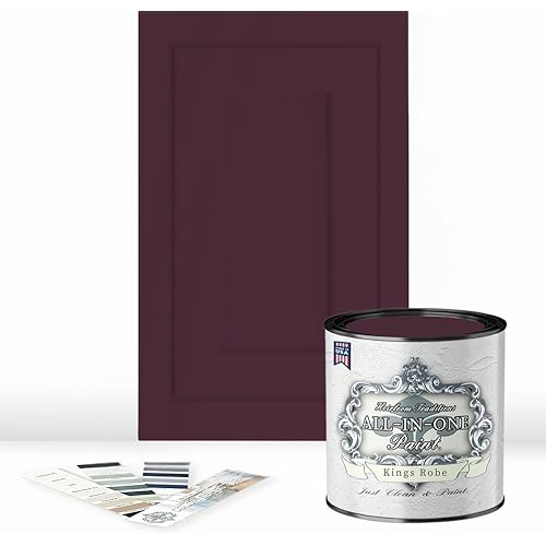 ALL-IN-ONE Paint by Heirloom Traditions, Kings Robe (Rich Purple), Quart - Durable cabinet and furniture paint. Built in primer and top coat, no sanding needed. Includes our 30 featured color card.