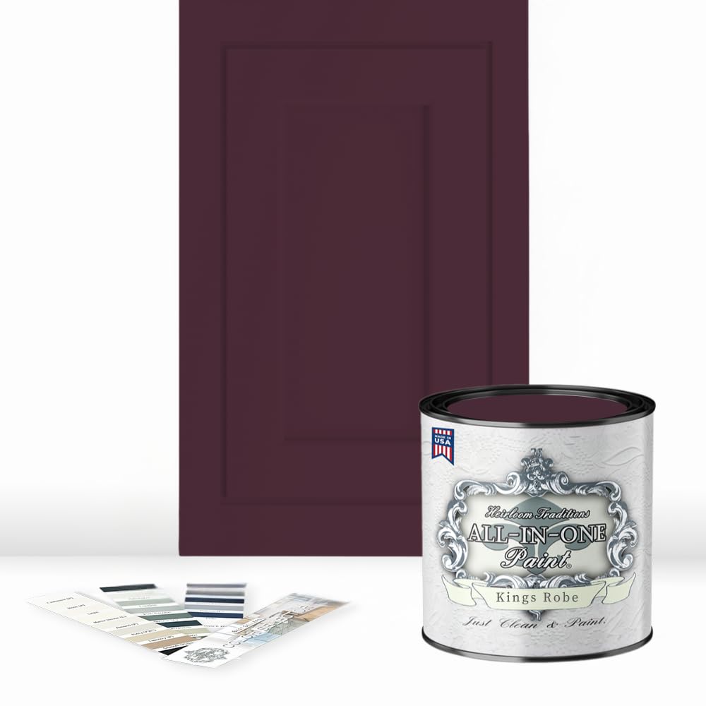 ALL-IN-ONE Paint by Heirloom Traditions, Kings Robe (Rich Purple), Quart - Durable cabinet and furniture paint. Built in primer and top coat, no