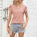 Women's Petal Short Sleeve Shirts Cute Summer Tops Pleated Key Hole Loose Hollow Blouses Women Top (L) Pink