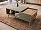 Forte Harllson, einfache Montage Dank EasyKlix Couchtisch mit Schublade, Salbei und Holzdekor: Mauvella Eiche, skandinavischer, moderner Stil, 106 cm breit x 45 cm hoch x 60 cm tief