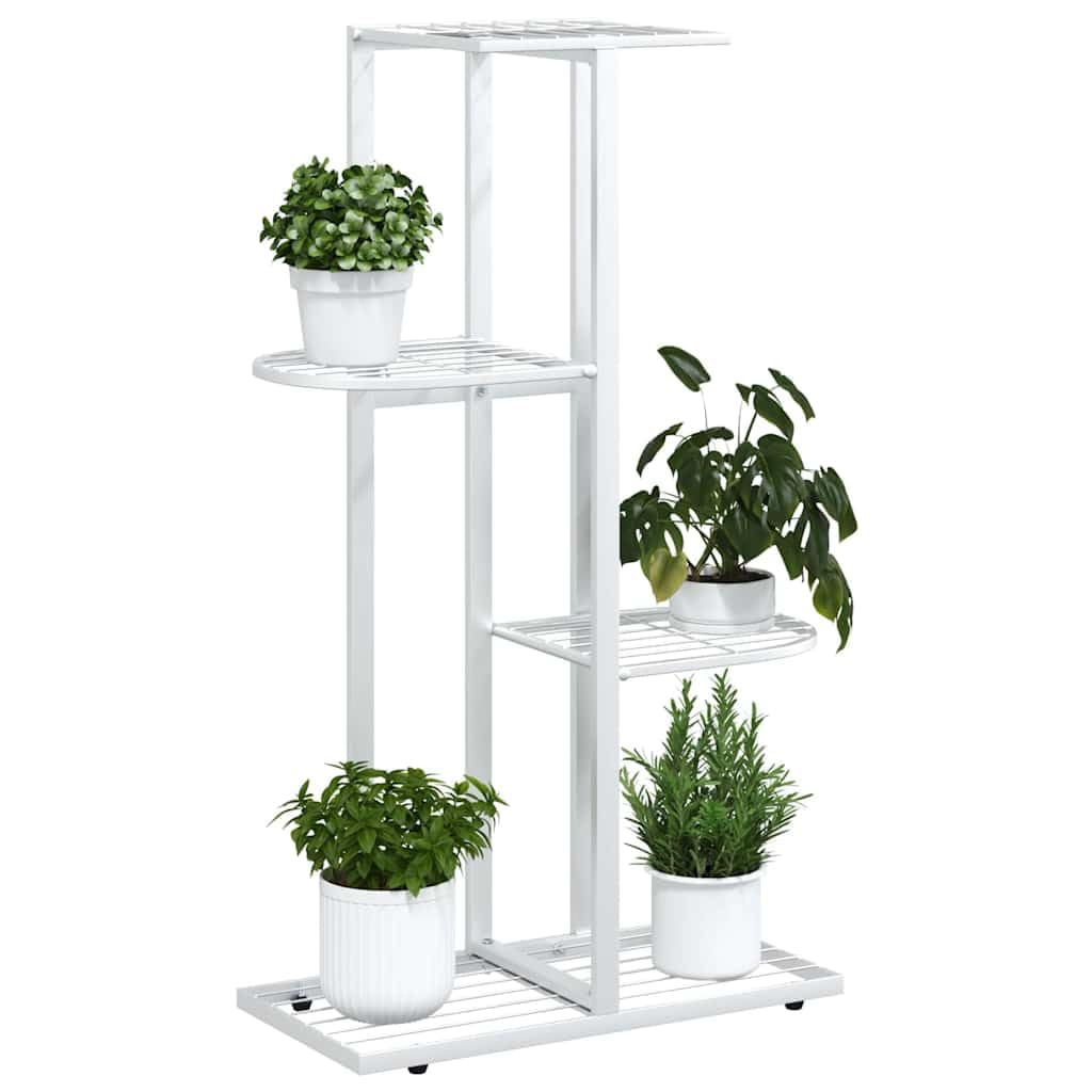 Porta pianta interna supporto per piante 4 livelli 43 x 22 x 76 cm bianco metallo supporto per vaso scaffale di fiori per soggiorno, ufficio, balcone, giardino