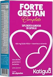 Katiguá, Fortegestan Pré-natal completo, com vitaminas e minerais, Sem sabor, Para mulheres, 60 Cápsulas rígidas • 30 doses, Rosa