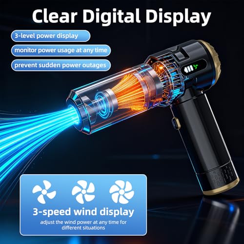 Image of Sycoodeal Handheld Car Vacuum Cleaner, 25000PA Strong Cyclonic Suction Portable Mini Vacuum Cordless with Digital Display Lightweight Handheld for Pet Hair, Car, Home, Office, Kitchen (Gold)