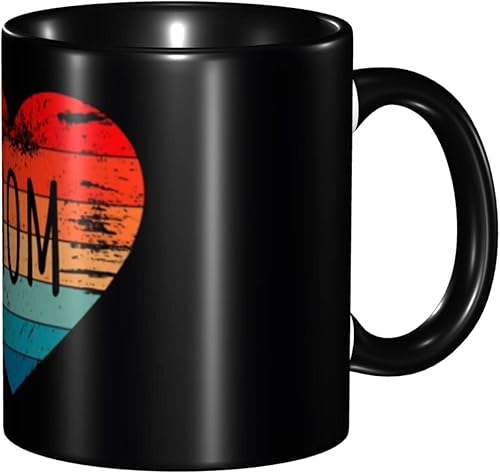 Taza de café con texto en inglés "Mom Love", tazas de té, tazas de café de cerámica para mujeres y hombres, oficina, hogar, regalo del día de la
