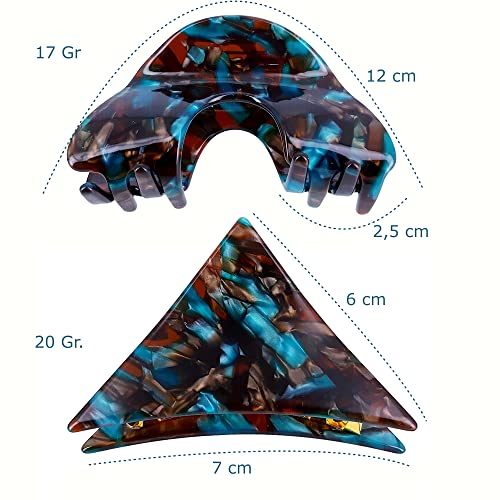 Set of 2 Assorted Prestige Hair Clips for Women Hair Jewelry Acetate Cellulose Tortoise Shell, Trendy Hair Accessories - Image 4