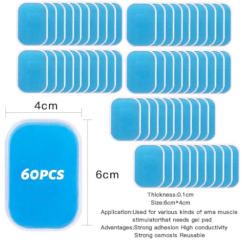 C100AE 60 Stück EMS Gel Pad, Gels Pad für EMS Trainer Bauchtrainer Elektrische Muskelstimulation, Abs Trainer Ersatz Gel Blatt Ersatz Pad, EMS Gel Pad Abs Trainer Ersatz Gel Muskel EMS Trainingsgerät