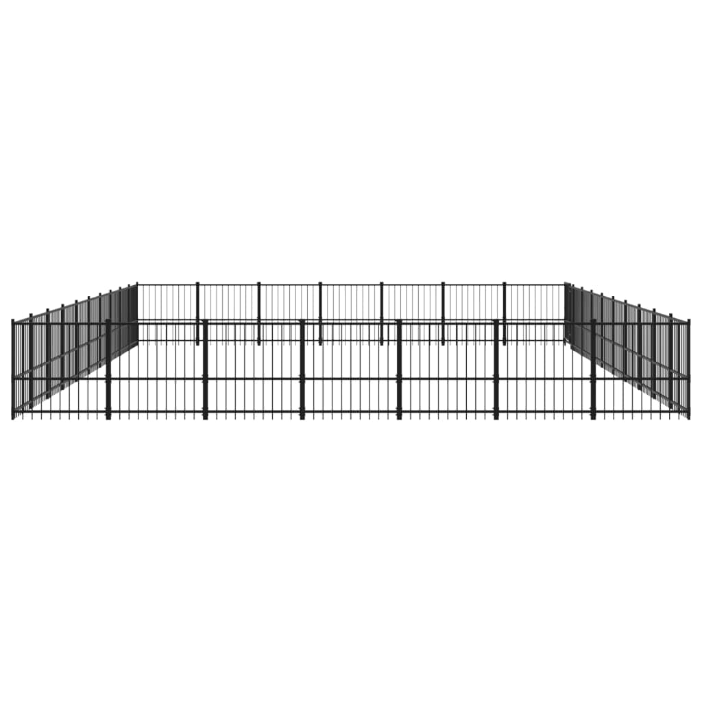 Perrera para perros de acero con recubrimiento en polvo de 65,86 m² con puerta giratoria, plegable y portátil para cachorros, perros, jardín, patio, protección, seguridad, entrenamiento en