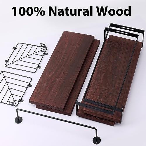 image for Fixwal 3+1 Tier Wall Mounted Bathroom Shelves Over Toilet, Rustic Wood
