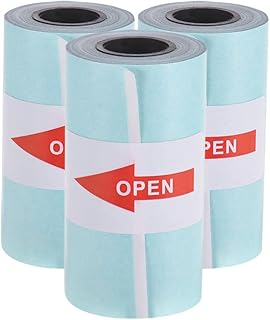 Bisofice Sticker Paper Roll,Adhesive Thermal Paper Roll, Peripage Paper with Self-Adhesive 57 * 30mm for PeriPage A6 Pocket Thermal Printer for PAPERANG P1/P2 Mini Photo Printer,3 Rolls,White
