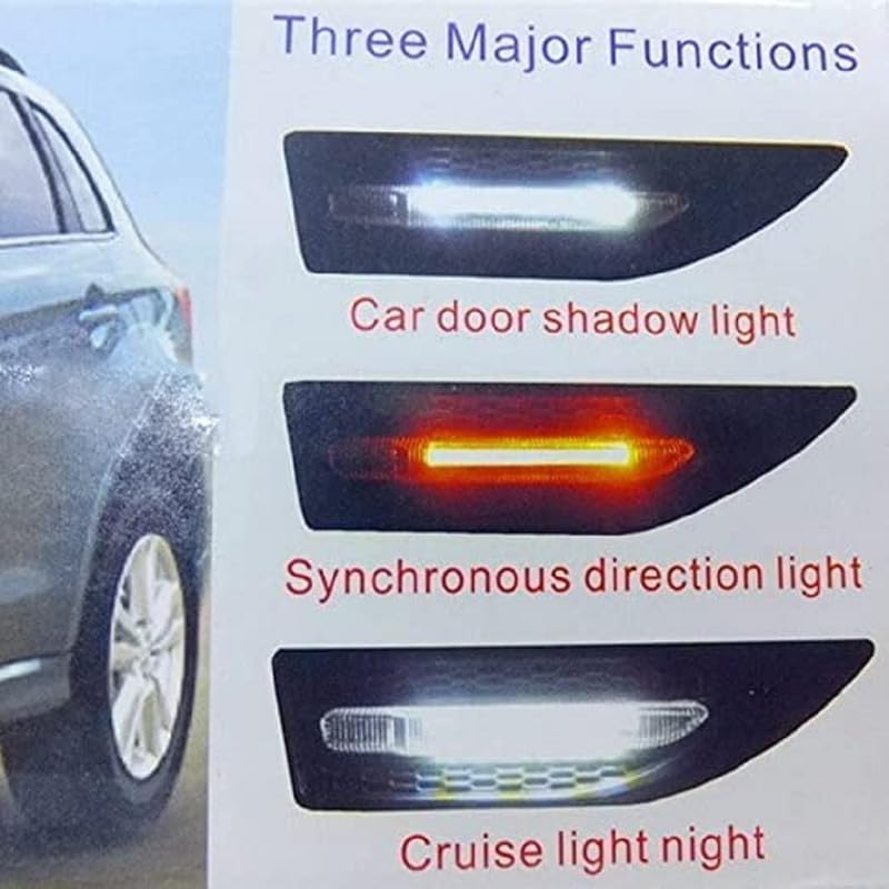 Image of Aksmit Car Side Fender Light with 3 Colour Led Indicator Light (Black) For Alto 800