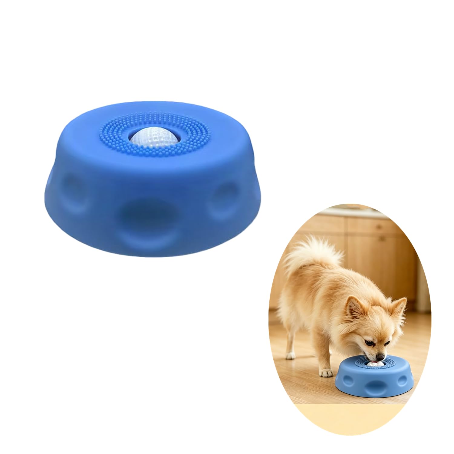 Slow Feeder Lick Bowl for Dogs & Cats with Roller Ball, Non-Tip Suction Cup Food-Grade Silicone Feeder, Interactive Enrichment Toy for Small Medium Pets Wet Food