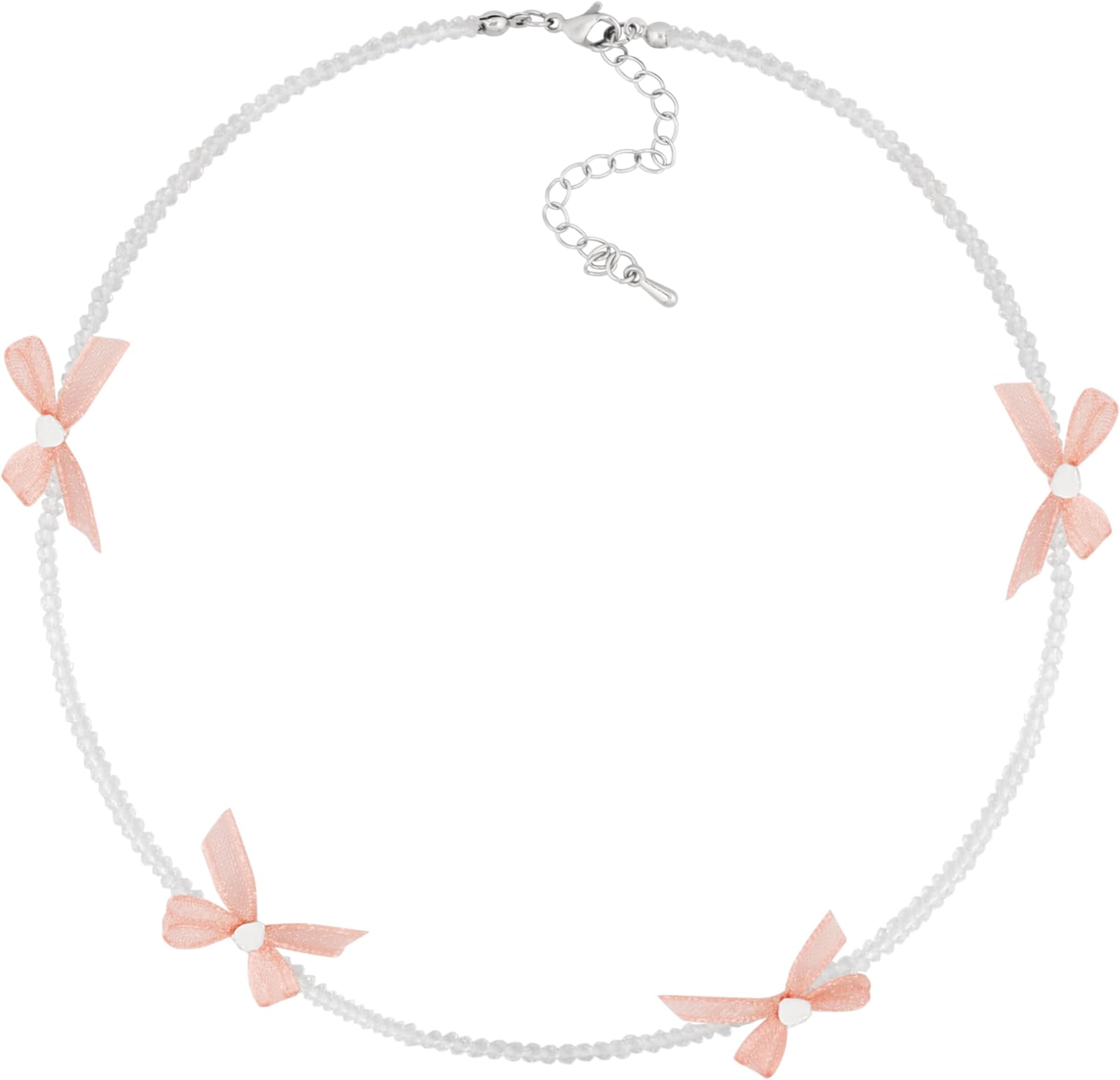 OJERRYBow Coquette Tennis Choker Necklace Jewelry for Women, Simple Bow Necklaces Aesthetic, Romantic Gifts for Women Trendy Stuff for Teen Girls In Their Her 20s