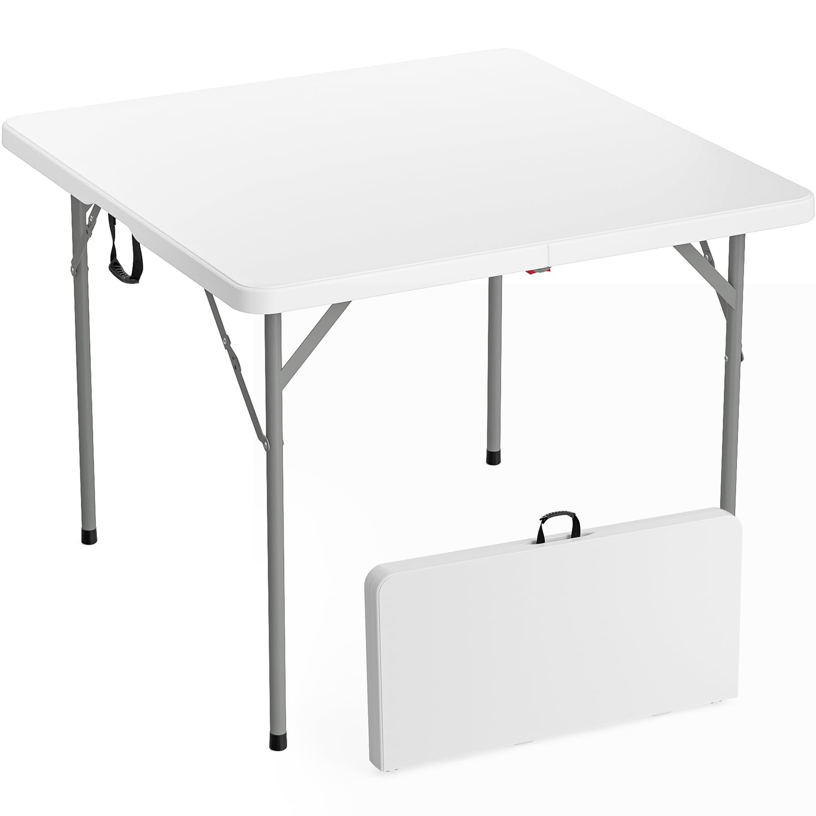 Bonnlo 38in Square Folding Table, Portable Plastic Picnic Table for Camping