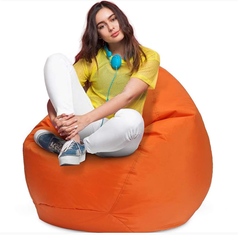 DESAV Housse de pouf poire Oxford imperméable orange taille M pour jardin plage camping