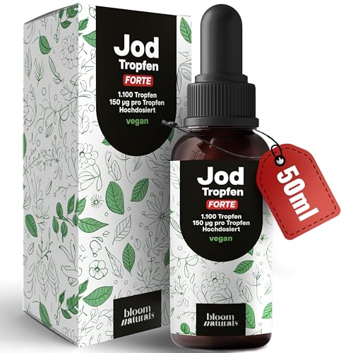 Jod hochdosiert - 1100 Tropfen - 150 µg pro Tropfen, Jod flüssig, Vegan & Produziert in Deutschland - Iodine Drops - Verpackung kann variieren - Laborgeprüft