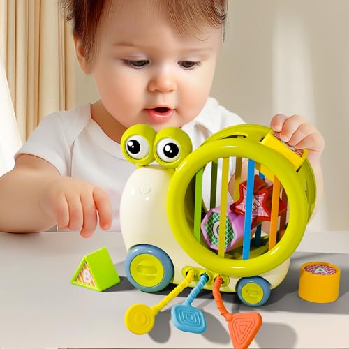 Image of iPlay, iLearn Baby Snail Activity Cube, Toddler Montessori Toys for 1 Year Old, Infant Sensory Toy W/Shape Sorter Pull String for 6-9 12-18 Month, Developmental Birthday Gifts Boys Girls Age 2 3 Yr