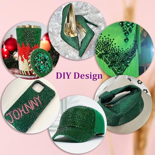 Image of 25000Pcs Resin Rhinestones for Crafting, Emerald Green 2-6mm Mixed Sizes Non Hotfix Flatback Gems with 1Pcs Glue, Bedazzling Crystal for DIY Craft Clothing Mugs Tumblers Shoes Fabric Decor Nail Art