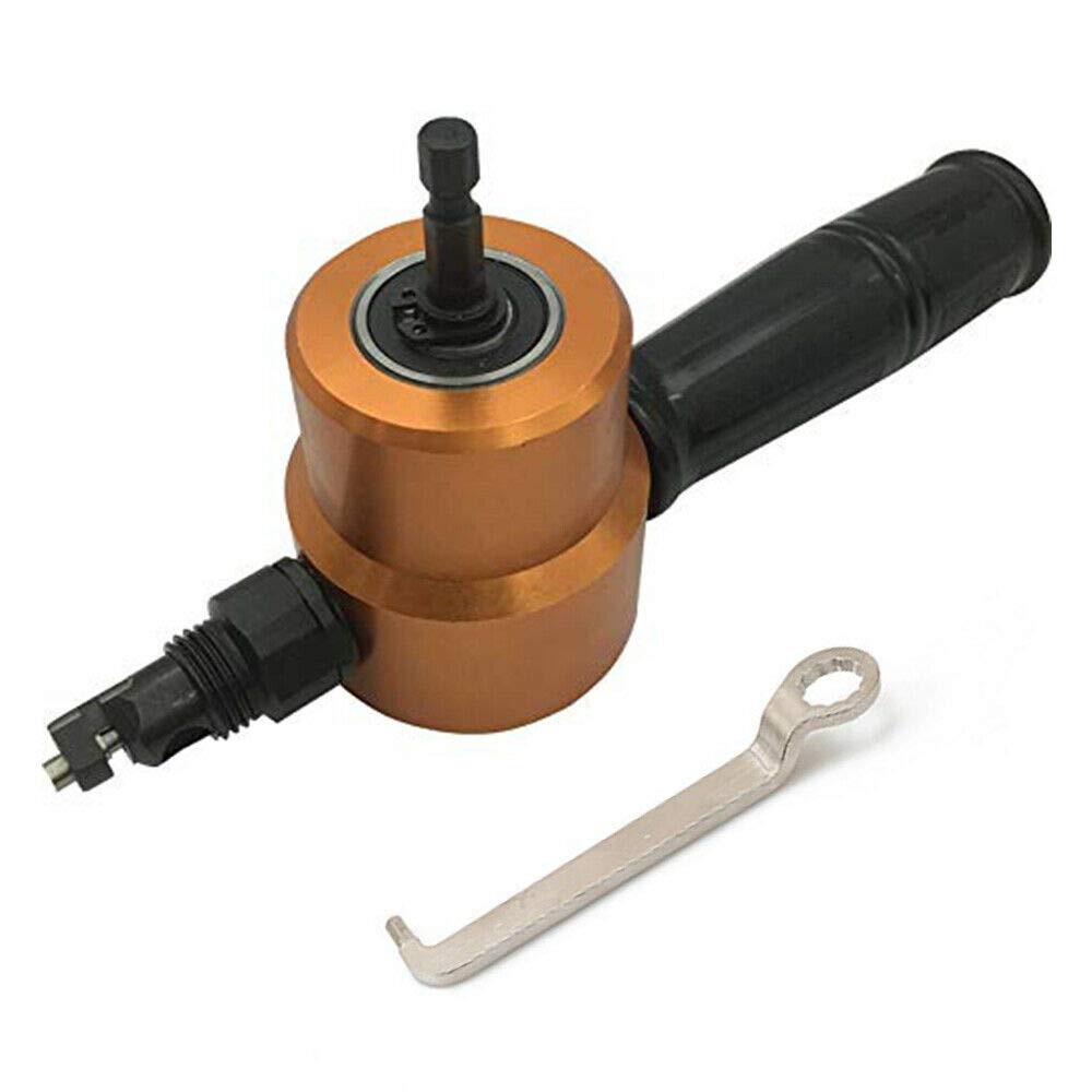 Grignoteuse Métal Perceuse Nibbler Coupe Métal Coupeur Grignoteur Double Tête 360° Perceuse Attachement Outil avec Poinçon pour l'entretien des Réparations Automobiles or