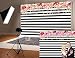 Qian Photography Backdrops Black and White Stripe Background Pink Rose Flower Birthday Party Wedding Photo Studio Booth 9x6FT