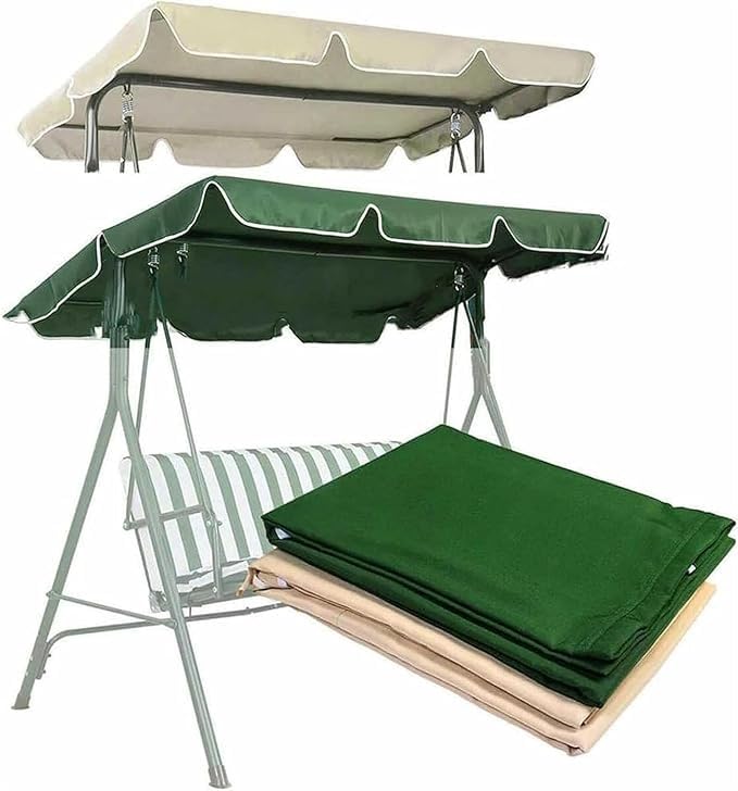 Swing Chair Canopy Replacement Waterproof Cover Coated Oxford Cloth Garden Seat(Beige,190x132x15CM)