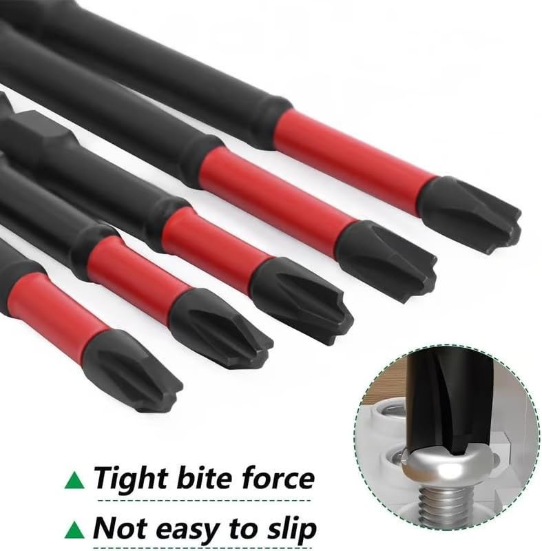 FPH2 Impact Screwdriver Bit Set - S2 Steel 65mm & 110mm Slotted Heads 1/4 Inch Hex Shank, CNC Machined Tips with Magnetism, Cross Slot Screw Driver Drill Bits Used Electricians (4pcs)