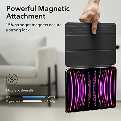 Image of ESR for iPad Pro 12.9 inch Cover (2022 /2021 /2020, 6th /5th /4th Generation), iPad Air 13 inch Case 2025 /2024, Convenient Magnetic Attachment, 2-Way Stand, Rebound Magnetic Case, Black