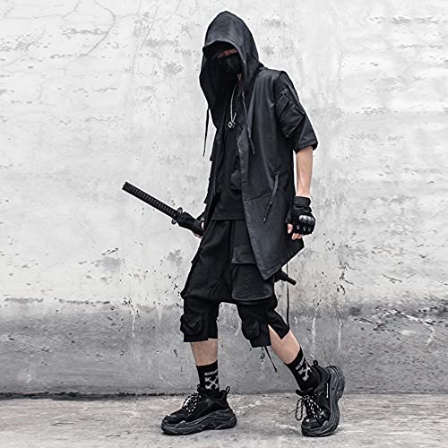 Black Wizard Hoodies Men Streetwear Cardigan Hoodie Sleeveless Coat Techwear4