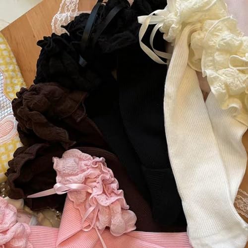 Breathable Puff Lace Socks For Girl School Kid Kneehigh Stretchy Cotton For Spring Dress Midcalf Party Socks4