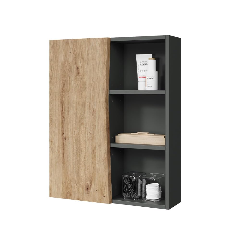Vicco Armario de baño Willow, Artesano, 56 x 70 cm con 3 Compartimentos Abiertos, Apto para Montaje en Pared y para Diferentes tamaños de baño