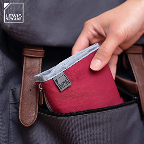 Image of Lewis N. Clark Travel Pill Organizer, for Vitamins, Medication, Prescriptions, Or Medicine Storage, 16 Slot Pouch, Red