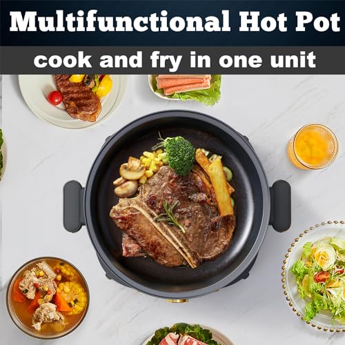 Dezin Electric Shabu Shabu Pot with Removable Pot, 4L Non-Stick Hot Pot Electric with Dual-Power Control, Electric Pot with Tempered Glass Lid for Party, Family and Friend Gathering by DEZIN - Image 6