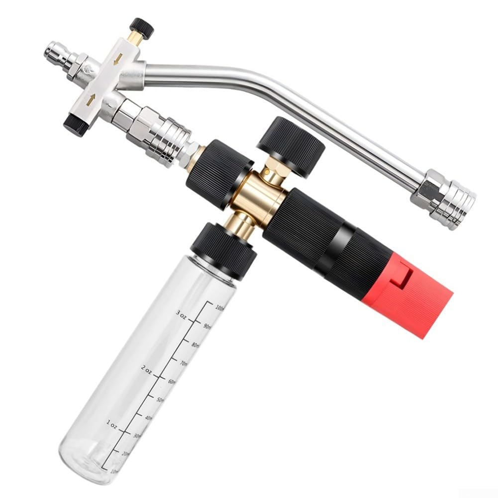 Schaum für Hochdruckreiniger 100ml Dual-Connector Kein-Mischen Design | Einstellbare Düse für variable Schaummenge einfaches Umschalten per Zwei-Wege-Ventil abnehmbar bis 3600 PSI
