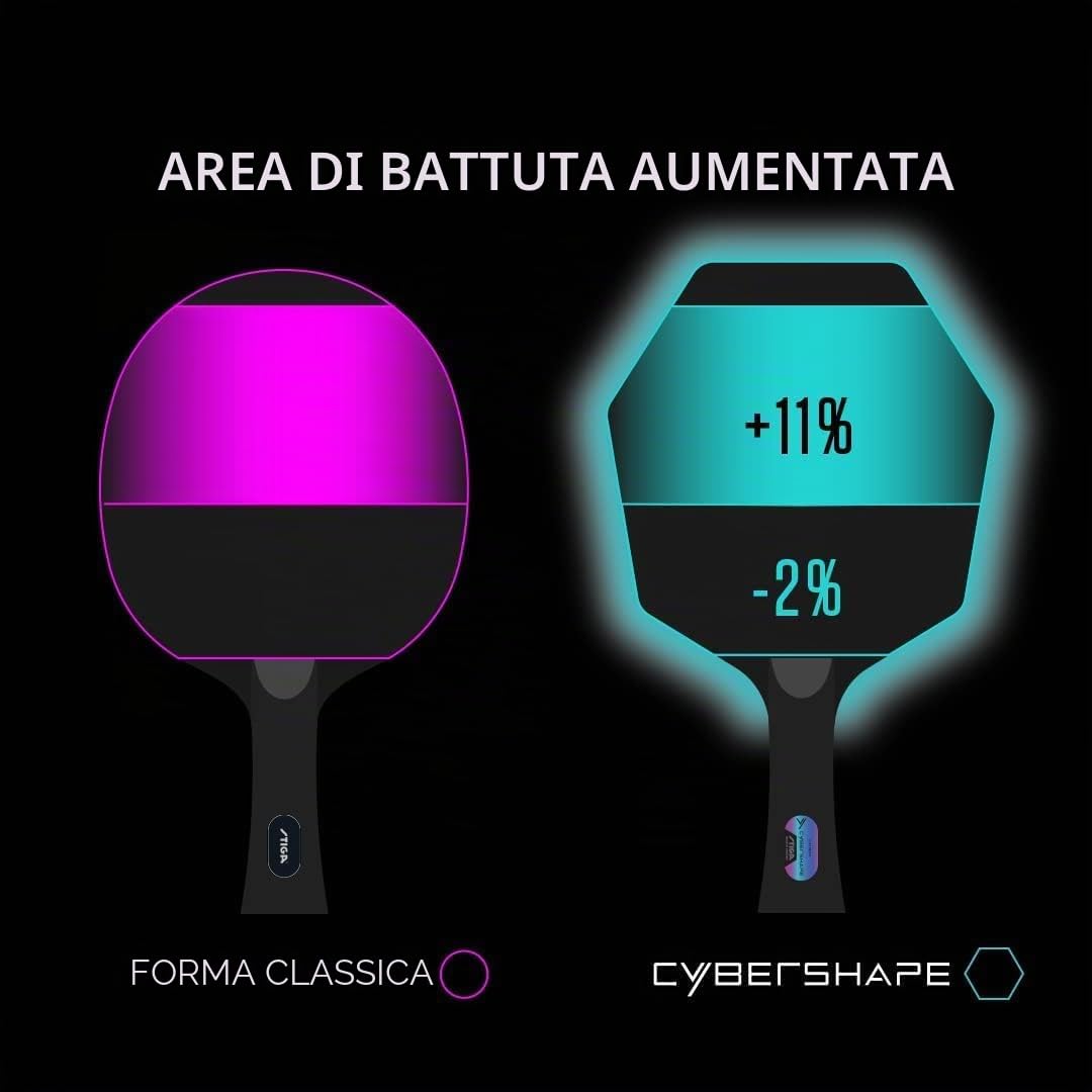 STIGA Cybershape Carbon Racchetta Professionale da Tennis Tavolo - Nuova Lama da Ping Pong Rivoluzionaria, Forma Esagonale Unica, Grande Area di Battuta