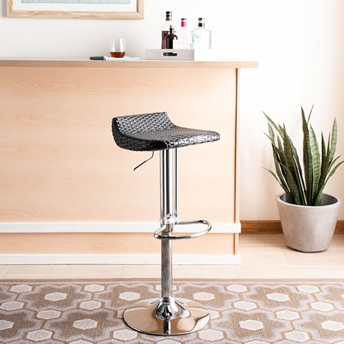 Safavieh Home Collection Juji Butaco con asiento giratorio ajustable de mimbre negro y elevador de gas 24-32.5 pulgadas miniatura 2