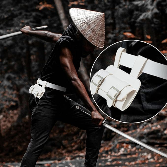 Vaianie 2 Pcs Katana Sword Holder Leather Sheath Scabbard Sword Belt Adjustable Belt Two Buckle Sword Leather Holster - Image 4