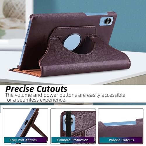 Image of Realme Pad Mini 8.7 inch Tablet (Model FIT ONLY-: RMP2105 /RMP2106) 360 Degree Rotating Flip Case Cover (Brown)