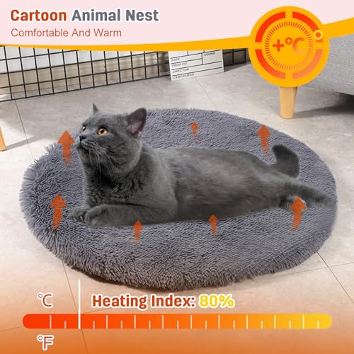 PETCUTE Round Dog Bed Mat,Washable Warm Dog Bed Blanket, Ultra Soft Long Plush Pet Cushion - Image 3