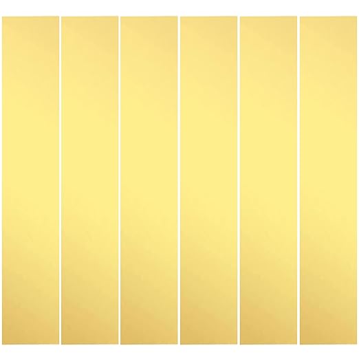 Brass Strip, Brass Shim Stock Assortment, 1" Width x 6" Length, 0.002", 0.004", 0.006", 0.008", 0.012" and 0.016" Thickness, 6 Pieces