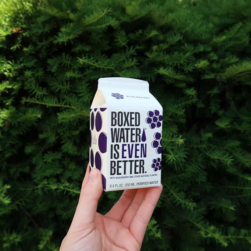 Image of BOXED WATER IS BETTER 8.5 oz. (24 Pack) - Blackberry Flavored, BPA-Free, Refillable Cartons, Sustainable Alternative to Premium Plastic Bottled Water, Mini Water for Kids
