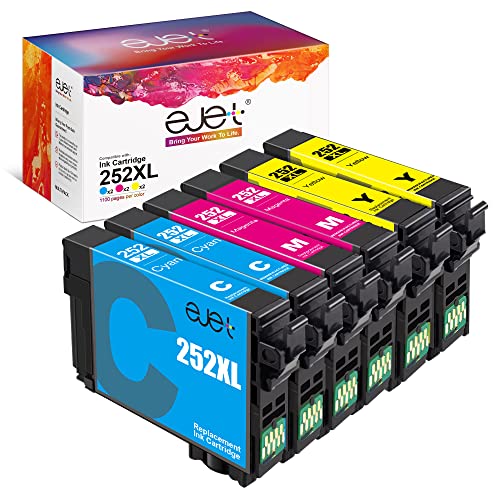 Ejet 252Xl Remanufactured Ink Cartridge Replacement For Epson 252 Ink 252 Xl T252 T252Xl Ink For Workforce Wf-3640 Wf-3620 Wf-7210 Wf-7710 Wf-7720 Printer (2 Cyan, 2 Magenta, 2 Yellow, 6-Pack) #TOP3