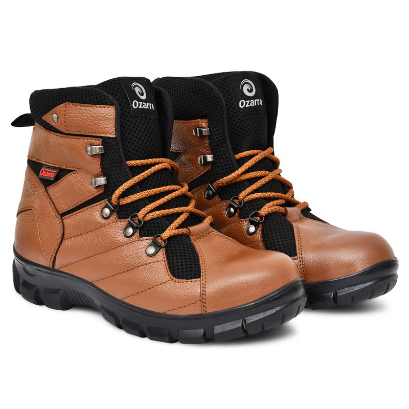 Image of Ozarro Tan Genuine Leather Steel Toe Safety Shoes (S4443)
