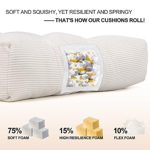 Image of Lokex Rocking Chair Cushion Only,Tufted Non-Slip Comfortable Rocking Chair Cushions Indoor with Ties,Striped Rocking Chair Pads (White-S2064-1, 21x17 /17x17)