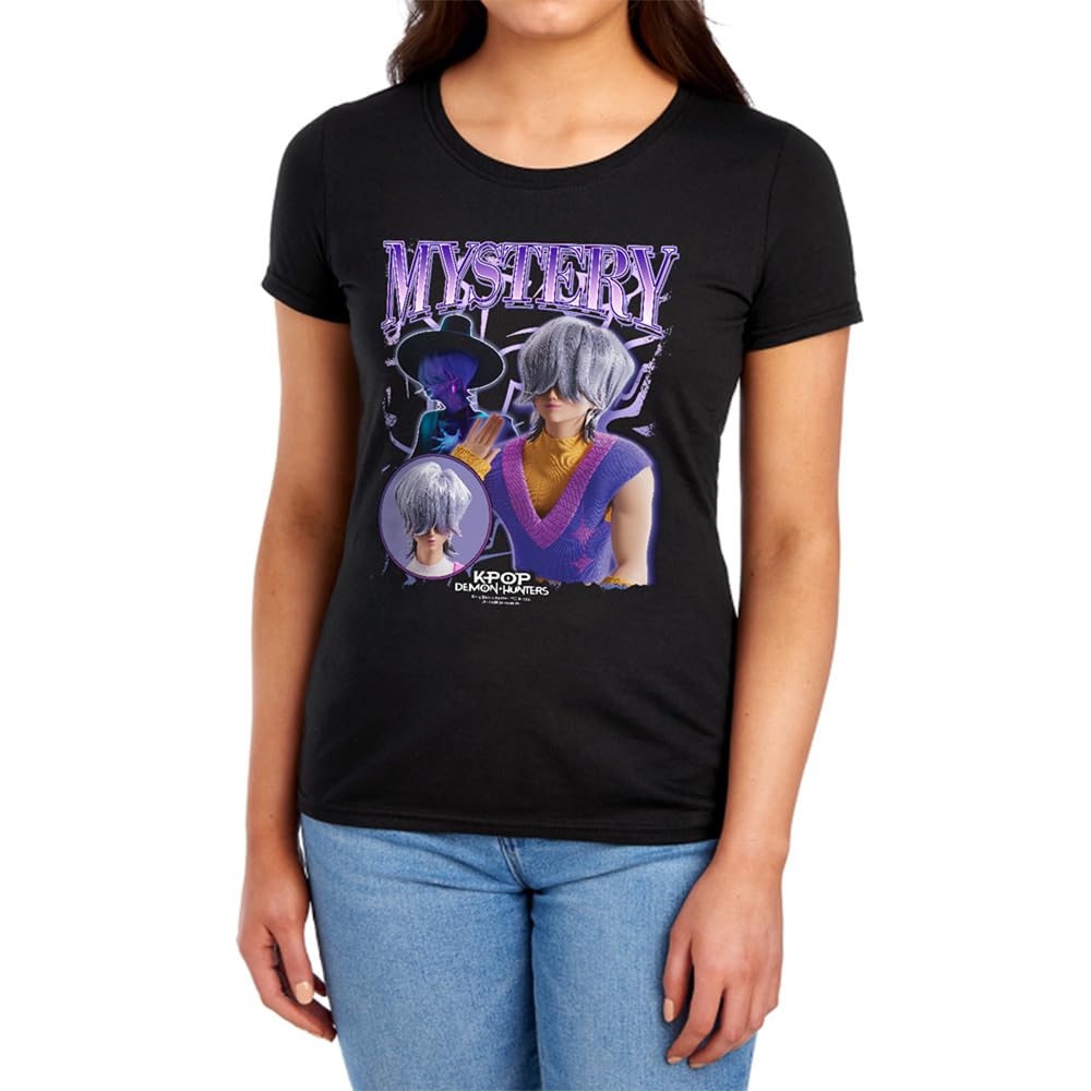 Kpop Demon Hunters Saja Boys Mystery Homage Womens T Shirt, Black, M