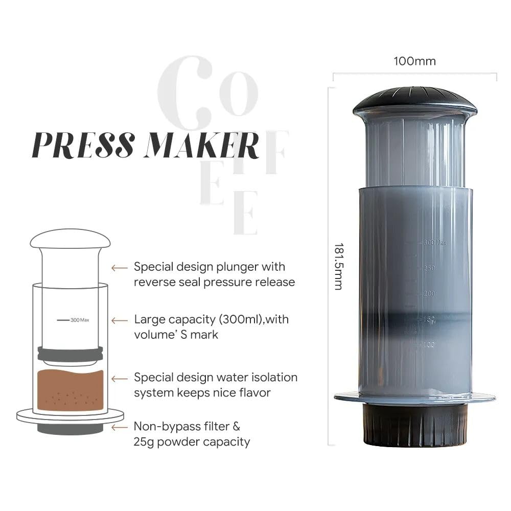 Combina máquina de café portátil pequeña de prensa francesa para viajes y camping, cafetera portátil con filtro francés para máquina Aero-Press