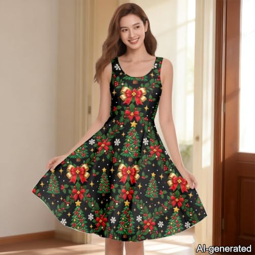 Image of Dreaweet Casual Sleeveless Dresses for Women Girls, Round Neck Tank Dresses with Pockets Summer Sundress Size XS-4XL