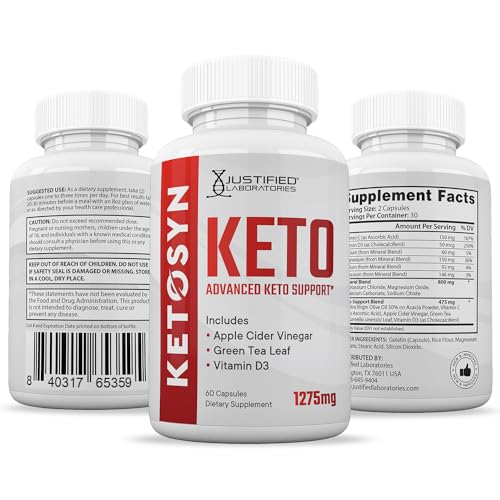 (3 Pack) Ketosyn Keto ACV Pills 1275MG Keto Support Blend Capsule Alternative to Keto ACV Gummies Formulated with Apple Cider Vinegar Extra Virgin Olive Oil Powder Green Tea Leaf 180 Capsules