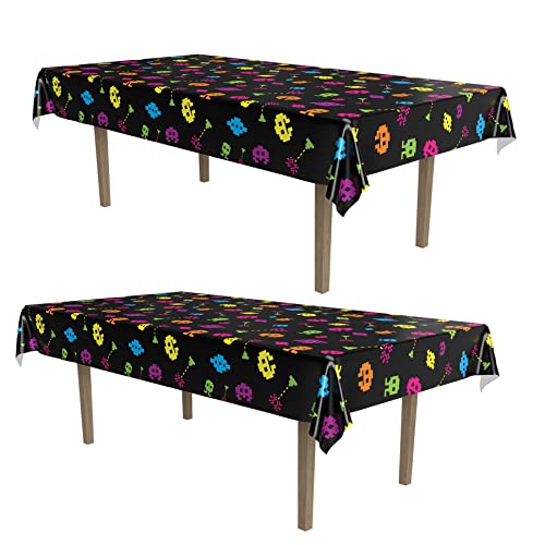 Beistle 80’s Tablecovers, 54” x 108”, 2 Pieces – Plastic Rectangular Tablecloth, Table...
