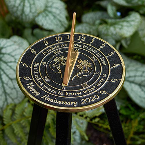 The Metal Foundry 'Love is' 2020 Wedding Anniversary Sundial Gift. Solid Recycled Brass Gift Idea is A Great Present for Him, Her, Parents, Grandparents Or Couple for Any Year of Marriage
